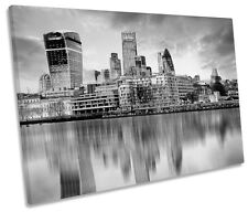 London Skyline Sunset City B&W SINGLE CANVAS WALL ART Framed Print