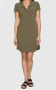 Prana Shadyn Snap Front Shirt Dress Womens Size Small Stretch Green Pockets - Picture 1 of 9