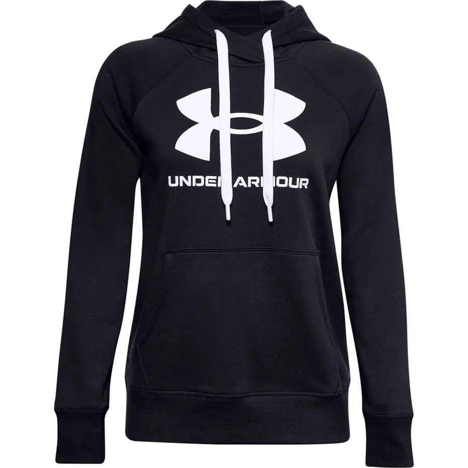 194511706039 Women's Under Armour Rival Fleece Logo Hoodie Deep Black 13563 - Image 1 of 1