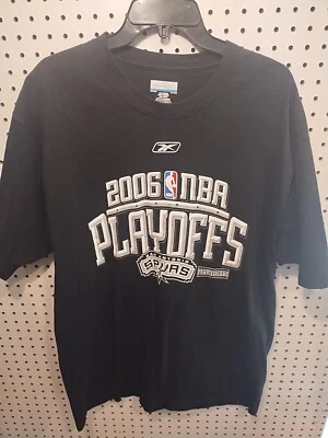 SAN ANTONIO SPURS Shirt Adult L Black 2006 NBA PLAYOFFS Vintage REEBOK - Image 1 of 3