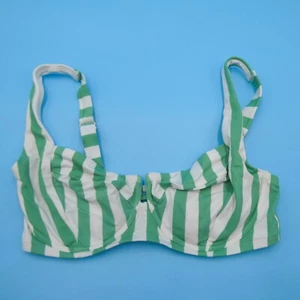 Victorias Secret 34DDD Green White Striped Underwired Cutout Bikini Top Swim New - Picture 1 of 7