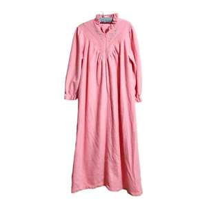 Vtg Vandemere Pink Fuzzy Robe Sm/Med See Measurements Embroidered Ruffled Neck - Picture 1 of 12