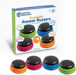 Recordable Answer Buzzers Set of 4 | Game Show & Trivia Night Sound Buttons - Picture 1 of 7