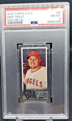 2020 Topps Allen & Ginter Mini Metal Card #85 Mike Trout #/3 PSA 8 (JBC1253) - Image 1 of 2