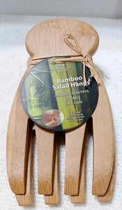 Totally Bamboo Wooden Salad Tongs Forks Hands New. - Picture 1 of 6