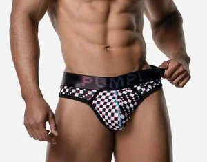 PUMP! Lightweight Thong Glitch Elastic Binding Cotton Distorted B&W 17023 11 - Picture 1 of 7