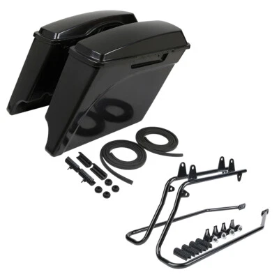 Alforja rígida estirada de 5" y soporte apto para Harley Softail Fat Boy FLSTF 84-17 Foto 1 de 4