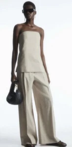 COS Linen Blend Bustier Top Sz 38 / 10 Stone - Picture 1 of 7