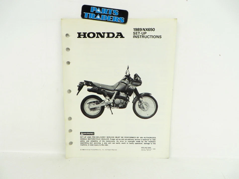 Manual de instrucciones de configuración de concesionario Honda NX650 Dominator 1989 89 genuino nuevo de stock Foto 1 de 1