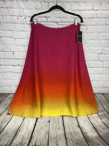 Lauren Ralph Lauren Size 14P Pink Hombre Lined Midi Skirt NWT $195 - Picture 1 of 7