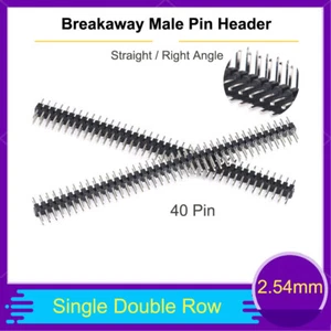 40 Pin 2.54mm Breakaway Male Pin Header Straight/Right Angle Single Double Row - Picture 1 of 4