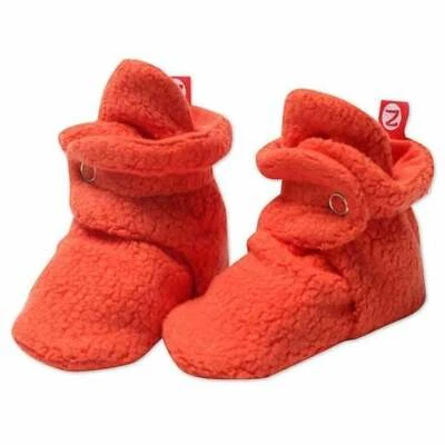 NEW Zutano Original Fleece Booties 12M Mandarin Orange Stay-On Baby Socks - Image 1 of 2