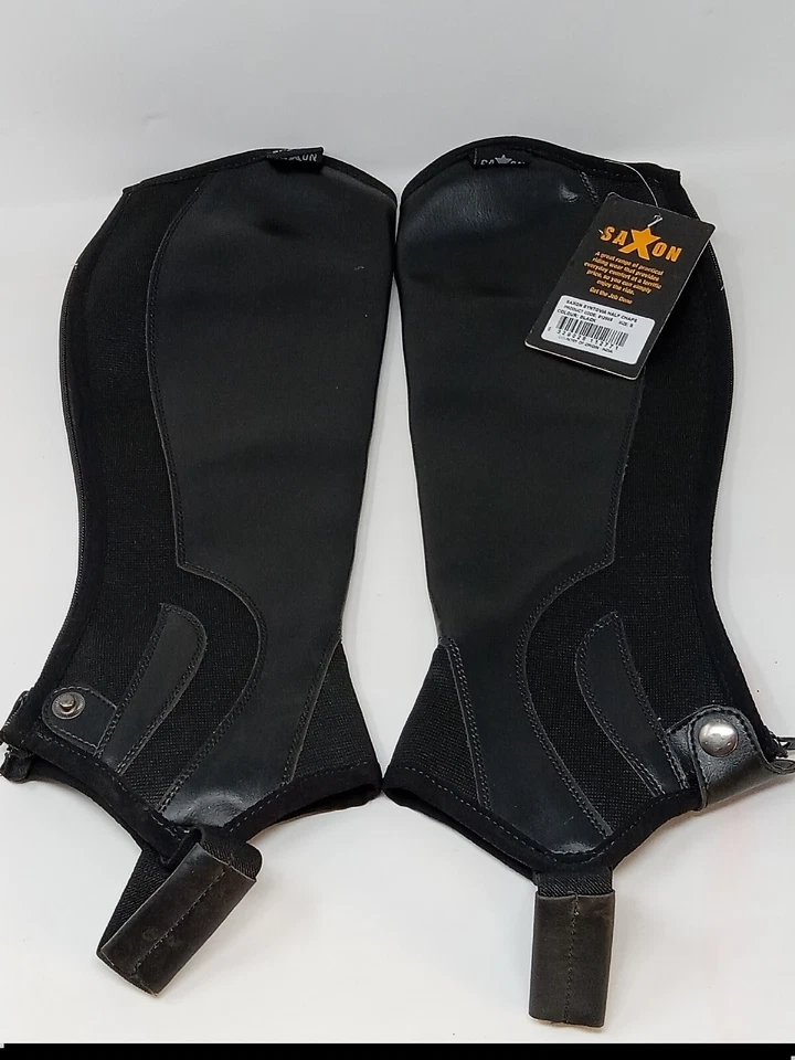 Saxon Adults Syntovia Half Chaps Small Black