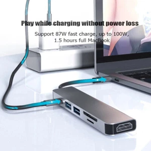 Aluminum USB Type-C Port Pro Hub HDMI 4K HD SD/TF Adapter For DELL MacBook Pro - Picture 1 of 15