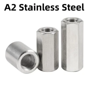 Hex Coupling Round Connector Studding Rod Bar Stud Stainless Steel Long Nut A2 - Picture 1 of 5