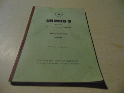 UNIMOG S type 404 manuel d entretien moteur essence D8 2,2 l 80 CV en français - Photo 1/3