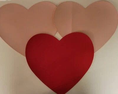 3 Threshold Faux Leather Heart Shaped Placemats 1 Red, 2 Pink Valentines - Image 1 of 4