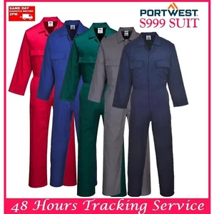 Genuine Portwest S999 Mens Coverall Overall 100%Mechanic Boiler Work Safety Suit - Foto 1 di 17