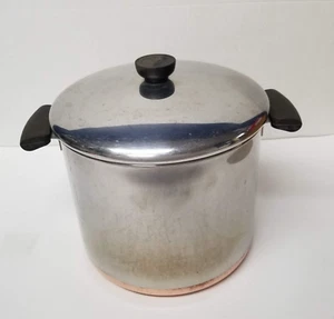 Olla de 8 cuartos de galón Revere Ware vintage revestida de cobre - Imagen 1 de 14
