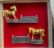 2 Superbes Porte Couteaux Bronze Argenté Doré Chevaux - 2 Horses Knife holders