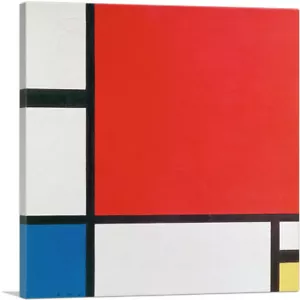 ARTCANVAS Composition with Red, Blue, and Yellow Canvas Art Print Piet Mondrian - Picture 1 of 12