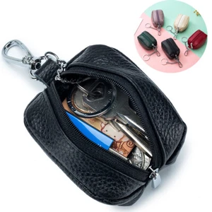 Women Genuine Leather Coin Purse Small Mini Wallet Change Holder with Key Ring - Picture 1 of 13