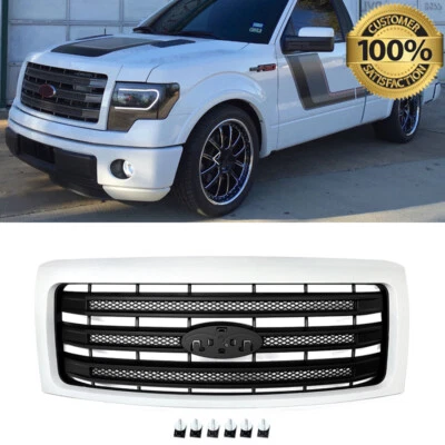 Oxford White Front Bumper Grille For 2009-2013 2014 Ford F150 F-150 King Ranch Foto 1 de 4