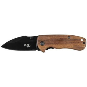 EDC Compact Folding Knife One-handed Wooden Insert Camping MFH Fox Outdoor - Picture 1 of 8