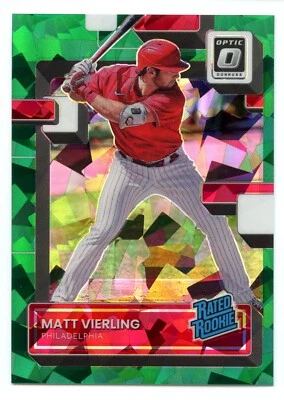 2022 Panini Donruss Optic - Matt Vierling - Rated Rookie Green Cracked Ice /7 - Image 1 of 2