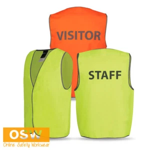 HI VIS Safety Vest Staff/ Visitor Industry Specific Durability Classic Fit 6HVS - Picture 1 of 18