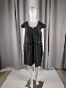 Abito tubino KSL Division of Karin Stevens nero, grigio a righe con cintura taglia 16W - Foto 1 di 11