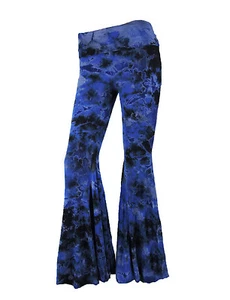 Sugar Rock Women Tie Dye Yoga Hippie Palazzo Pants Fold-Over Waist Bell Bottom - Picture 1 of 4