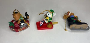 3 Vtg Christmas Ornaments Traditions Kitty Salmon Squirrel Ice Skate 1990s - Picture 1 of 11