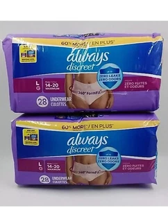 2 Packungen à 28 = 56 Total Always Discreet Inkontinenzunterwäsche Damen L 14-20 - Bild 1 von 2
