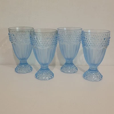 Juego de 4 vasos de té helado multiusos Gorham Emily’s Attic Blue Hobnail 6 5/8” Foto 1 de 4