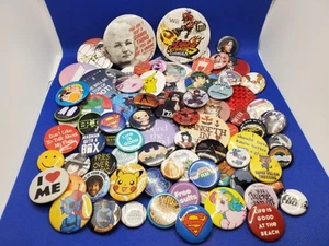 80 Button Pop Culture Pinback Lot Pins Anime Comics Kawaii Movies Music Weird - Picture 1 of 9