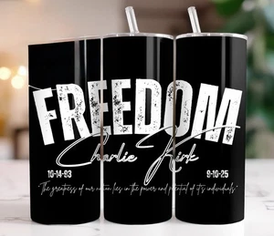 Charlie Kirk Freedom Custom Tumbler 20oz Stainless Steel 1993-2025 - Picture 1 of 1