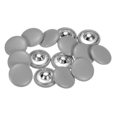 15pcs Leather Covered Button 25mm Metal Round Sewing Buttons, Grey - Image 1 of 4