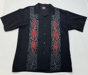 Dragonfly Roadhouse Hemd Herren XL schwarz mit genähten roten Spinnen, graues Netz - Bild 1 von 17