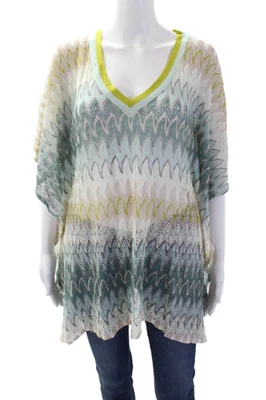 Missoni Mare Womens Half Sleeve V Neck Knit Cover Up White Blue Size IT 42 - Image 1 of 4