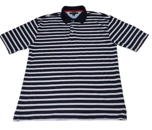 TOMMY HILFIGER GOLF Naby Blue White Striped Polo Shirt Mens Size XL - Picture 1 of 4