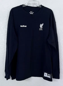 Nike Tee Men XXL LeBron Liverpool LFC Long-Sleeve T-Shirt Black Loose Fit Strive - Picture 1 of 6