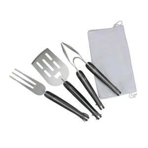 Avon Set of 3 Black and Silver Folding BBQ Tool Set 18" - Picture 1 of 3