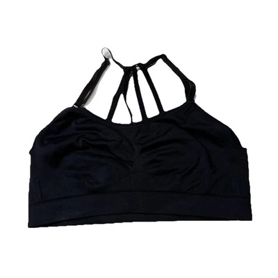 Sutiã esportivo Racerback sem costura preto sem marca sem almofadas sem etiqueta de tamanho tamanho tamanho médio - Imagem 1 de 4