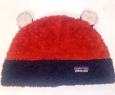 Chapéu gorro Patagonia Kid's Youth Furry Friends clássico vermelho escuro orelhas marinhas - Imagem 1 de 4