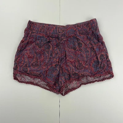 MOSSIMO Shorts Small Purple Womens Elastic Waist Paisley — 第 1/4 张图片