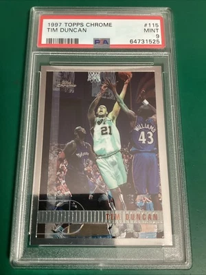Карта дебютанта Тима Дункана 1997-98 Topps Chrome #115 PSA 9 1525 - Изображение 1 из 4