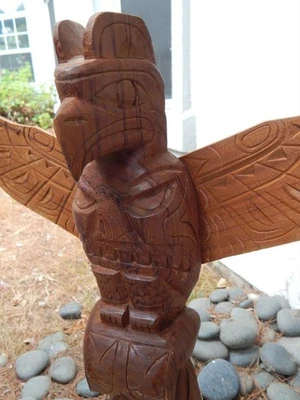 TÓTEM GRANDE 30+"T VINTAGE ALASKA TLINGIT INDIO NUEVO COSTA MADERA CEDRO ROJO Foto 1 de 4