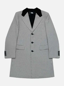 KARL LAGERFELD Crombie Black & White Houndstooth Wool & Cotton Size US10 Coat - Picture 1 of 3