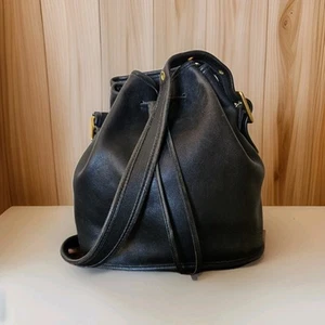Borsa a tracolla Coach Lulas Legacy vintage 9952 in pelle nera con coulisse USA - Foto 1 di 12
